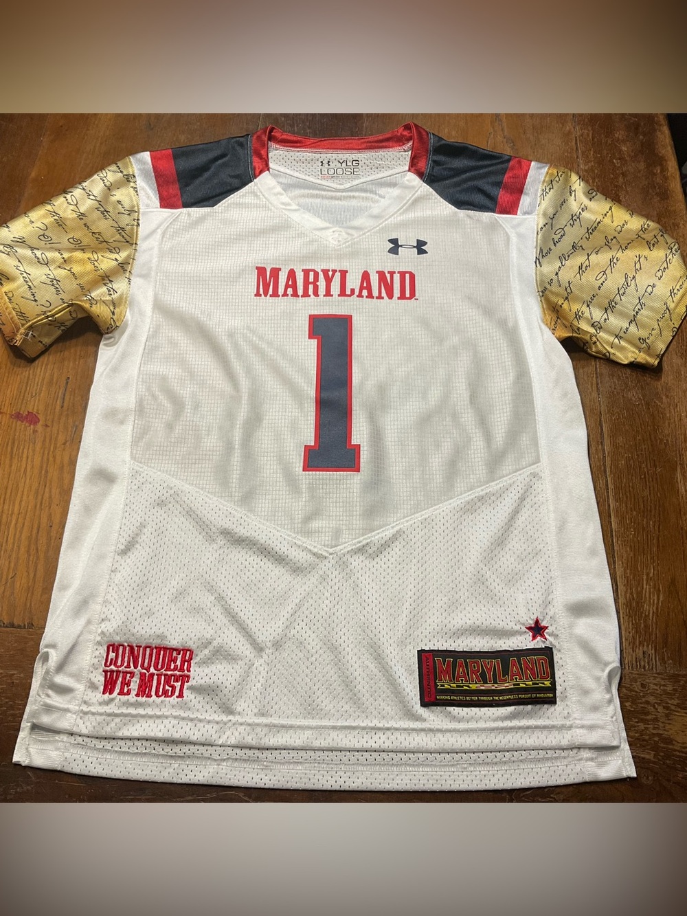 Under Armour MARYLAND TERRAPINS #1 Triumph Youth Sz L Football Jersey